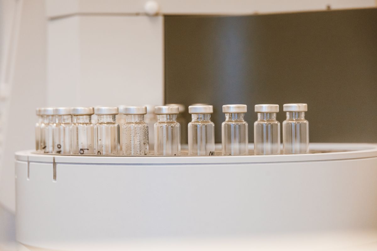 Row of glass vials