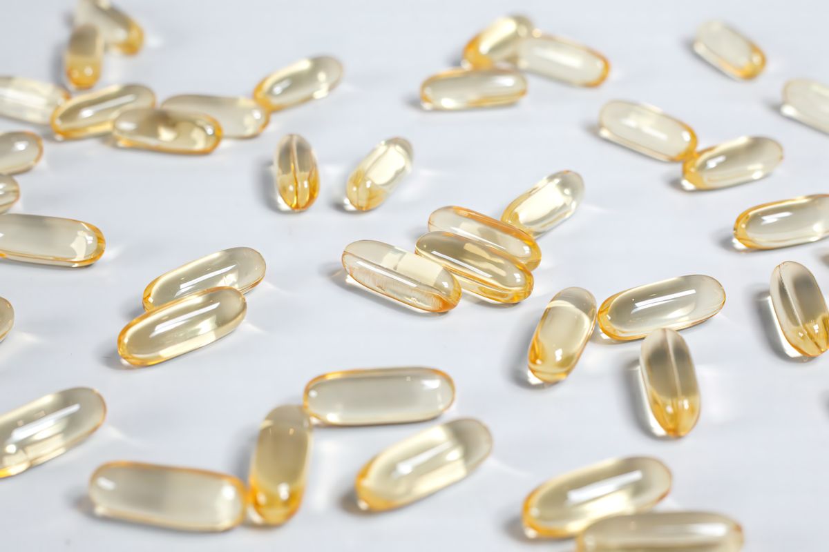 Golden softgel capsules